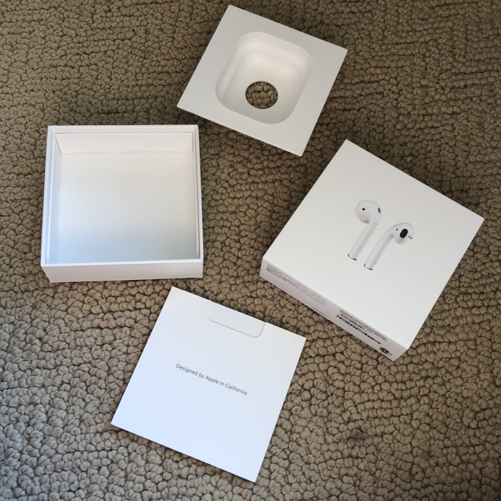 Authentic Apple AirPods box with paperwork and insert